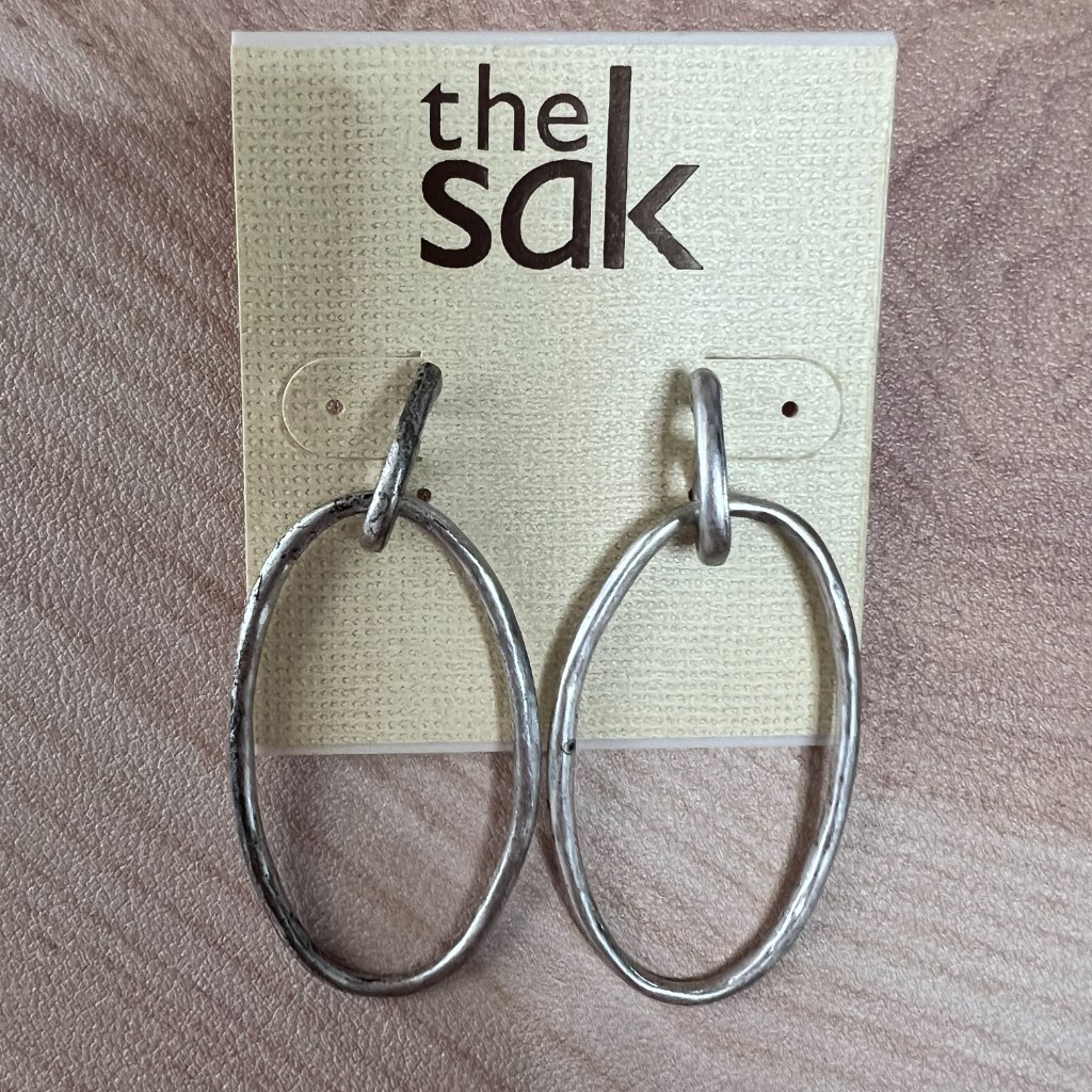 Nwt The Sak Oval Drop Earrings Silver Tone 16$